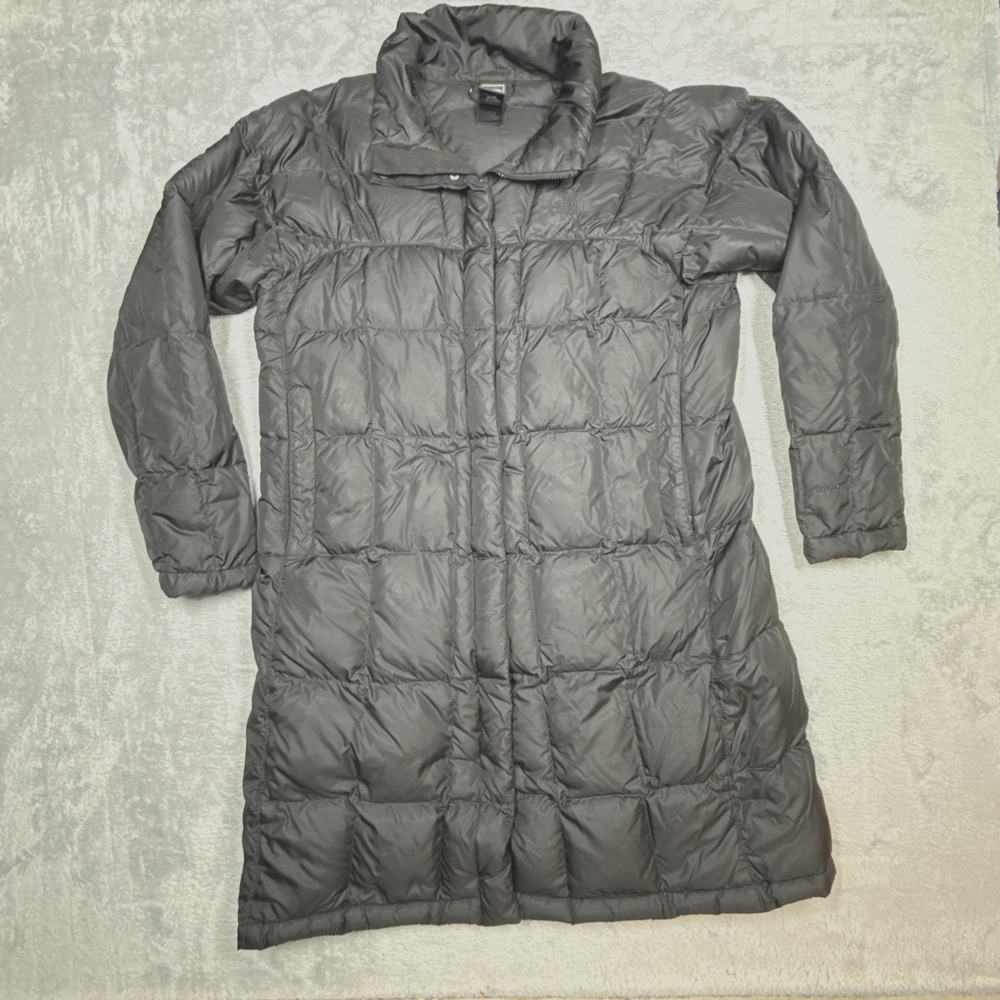 The North Face Down Puffer Coat Womens XL Black 600 Fill Long Quilted‎ READ